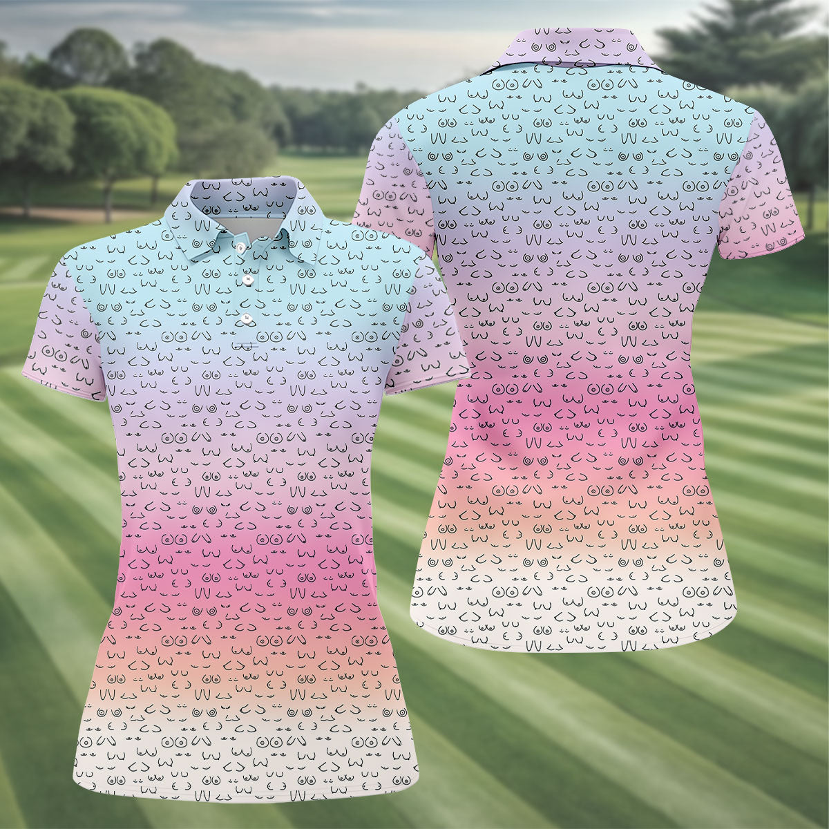 Funny Adult Humor Ombre Color Women's Golf Shirts, Ladies Golf Shirts, Womens Golf Gifts