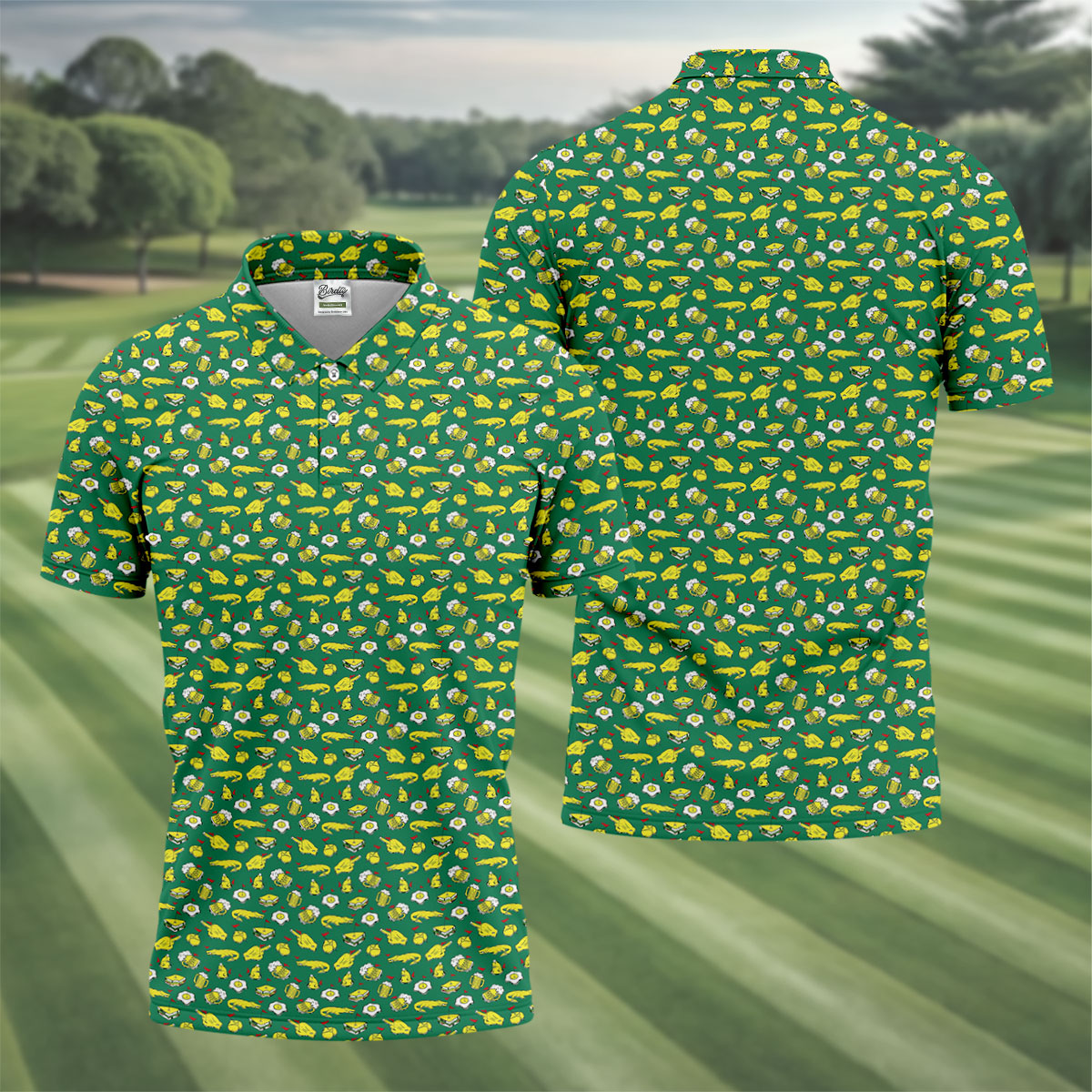 Fried Egg Sandwich Aligator Beer Golf Tournament Men's Funny Golf Shirts, Golf Shirts For Men, Polo ShirtFor Men