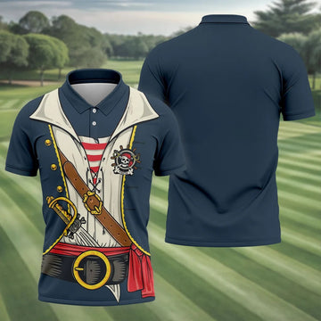 Funny Pirate Costume Hawaiian Golf Shirt, Men's Golf Shirt, Polo Shirts For Men