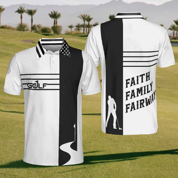 Faith Family And Fairway Mens Golf Polo ShirtMens Golf Gift, Golf Gifts For Golfers