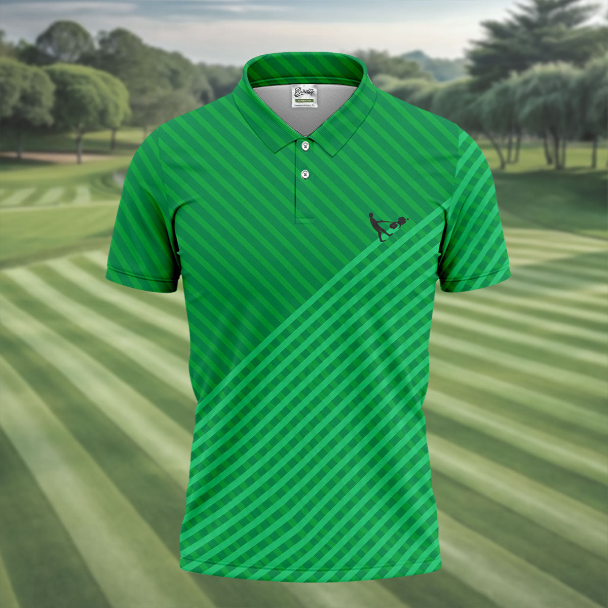 Lawn Mower Green Cross Stripe Father's Day Golf Shirt, Polo Shirt Men, Golf Gift For Dad