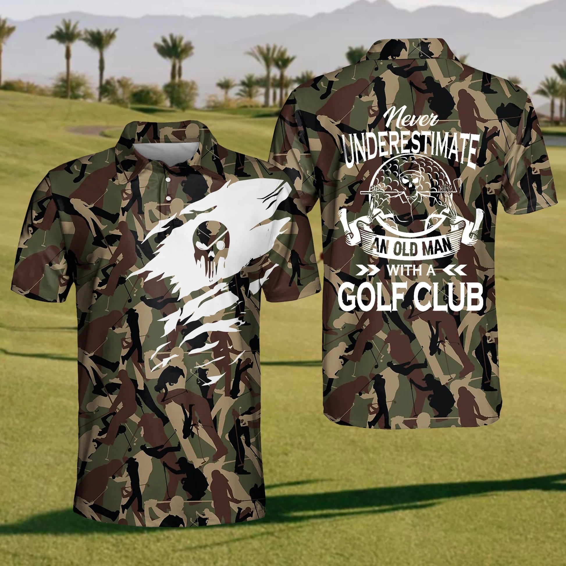 Skull Army Mens Golf Polo ShirtMens Golf Gift, Mens Golf Shirt