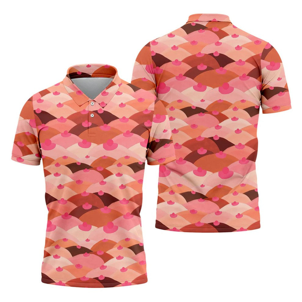 Funny Pink Abstract Body Print Golf Shirt, Men's Golf Shirt, Golf Shirts For Men, Polo Shirts For Men