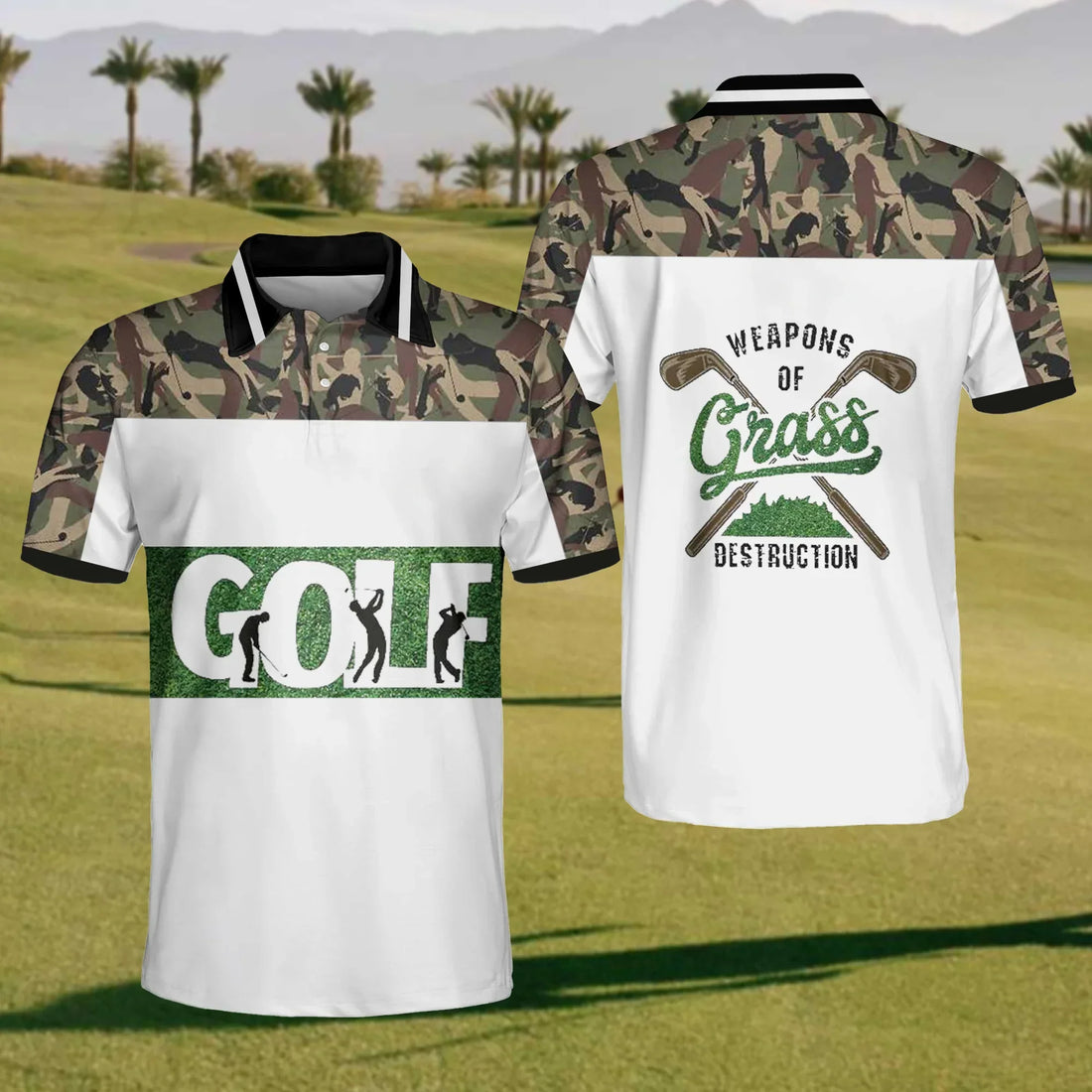 Weapon Of Grass Destruction Mens Golf Polo ShirtMens Golf Gift, Gift For Golfers