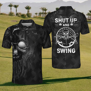 Shut Up And Swing Mens Golf Polo Shirtens Golf Gift, Mens Golf Shirt