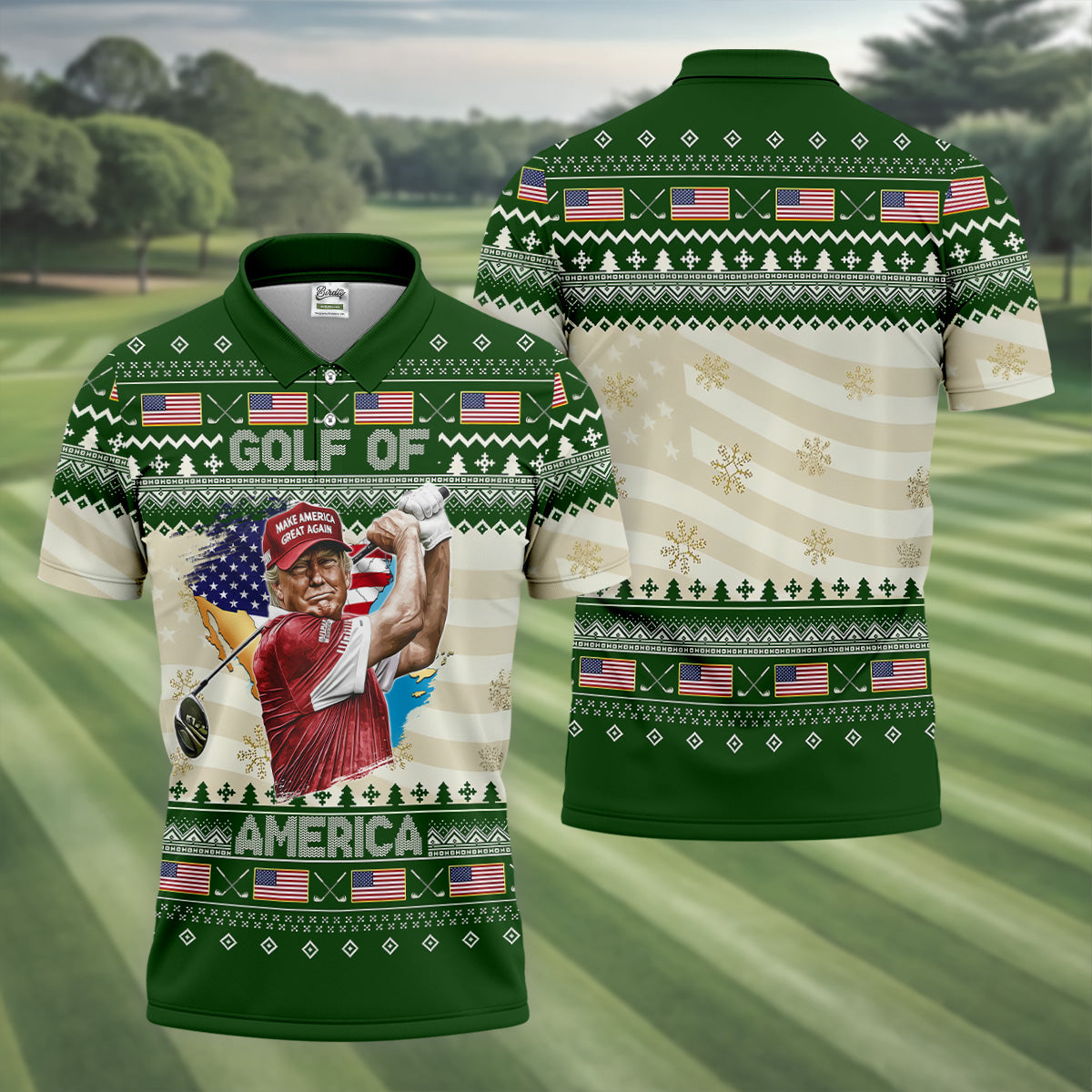 Trump Golf Of America Christmas Golf Shirt Men's Funny Golf Polo Shirtque Gift For Golfer, Christmas Golf Gift