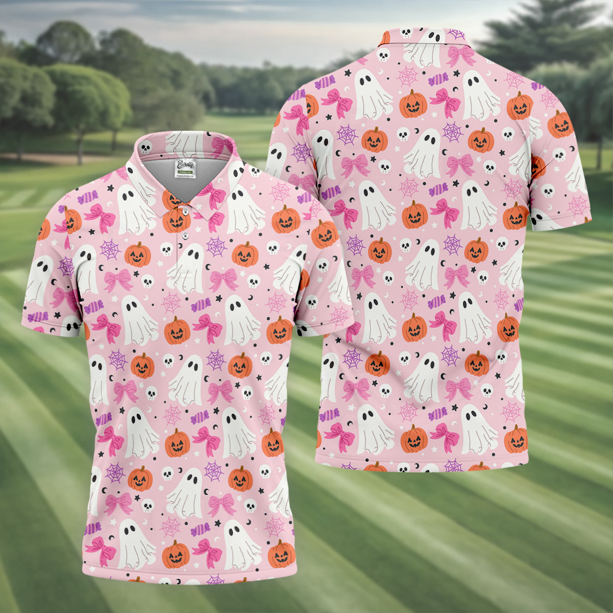 Ghost Coquette Candy Halloween Fun Golf Shirts For Men, Golfing Apparel, Golf Shirts For Men