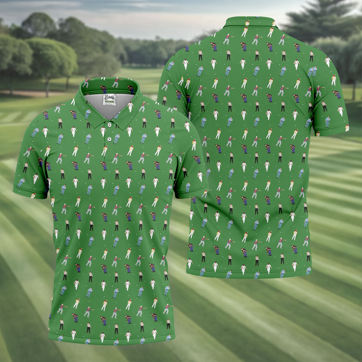 Sports Comedy Characters Golf Pose Green Golf Shirt, Golf Shirts For Men, Polo ShirtFor Men