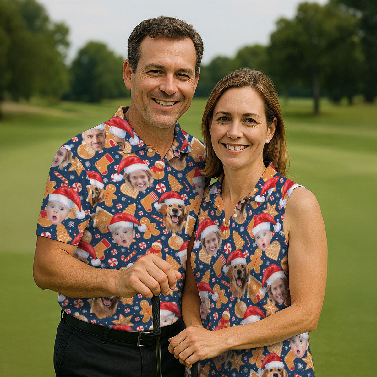 Custom Christmas Sweets Navy Golf Shirt, Christmas Golf Shirt, Polo ShirtFor Men, Golf Gift For Men