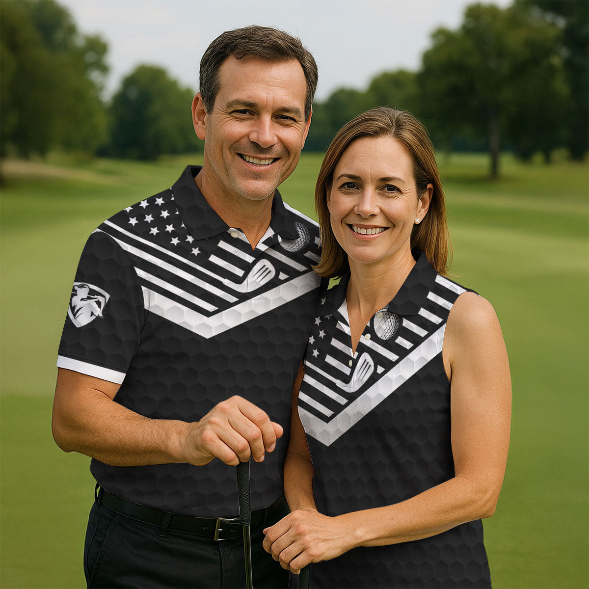 Best Dad By Par US Flag Pattern Father's Day Golf Shirt, Golf Gift For Dad, Personalized Gifts For Dad