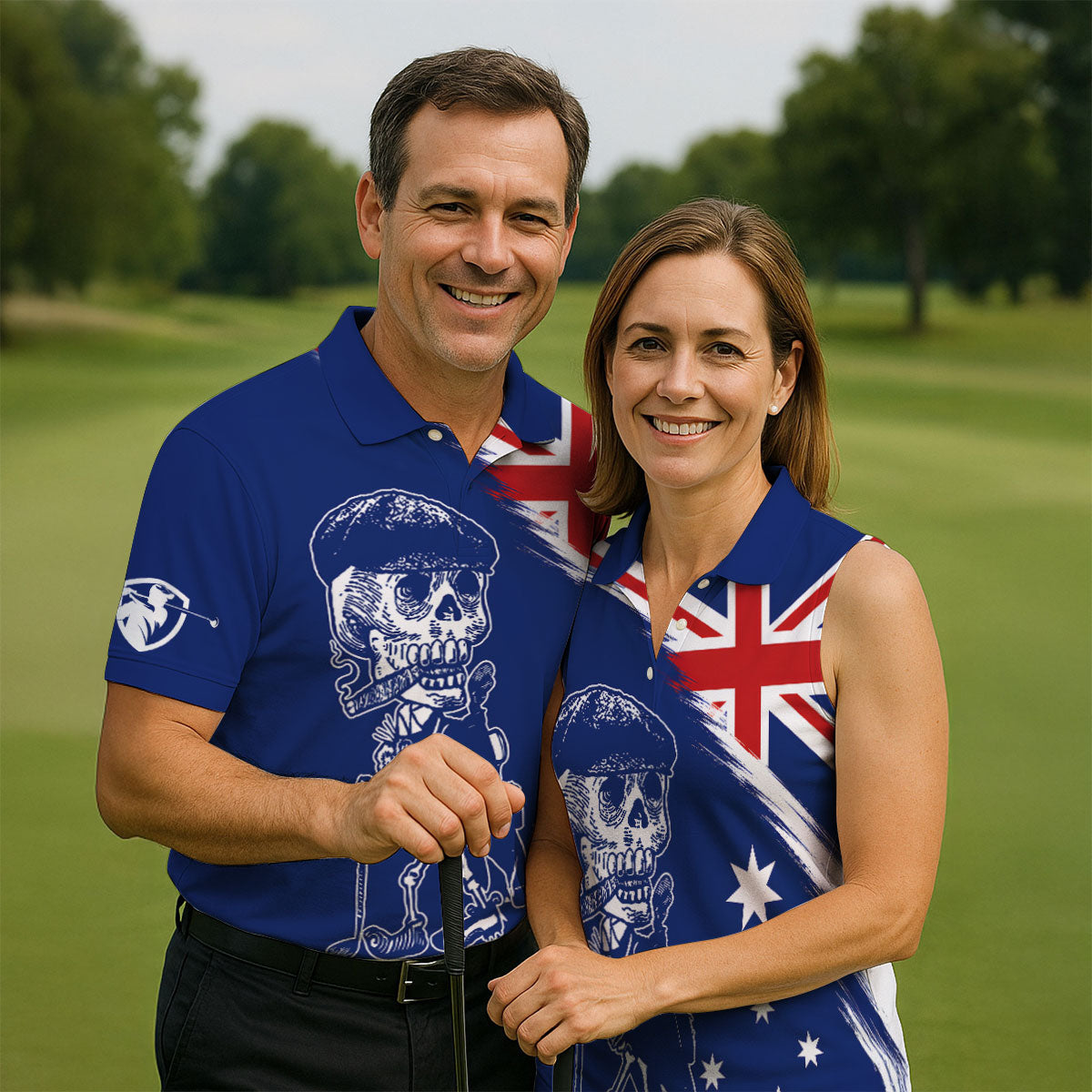 I Was One Under Today Skeleton Golfer Australia Flag Print Golf Tops For Men, Polo Shirtor Men