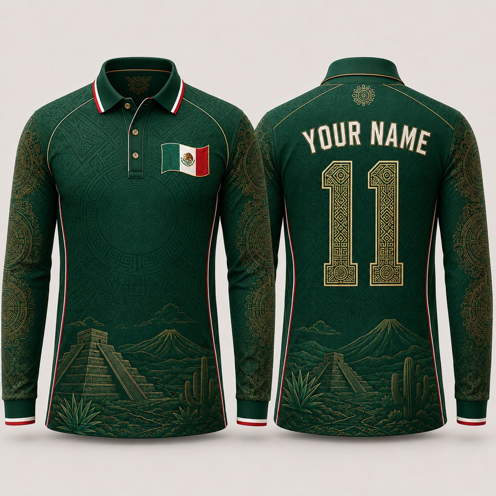 Mexican Landscape Fooball Shirt, V-NeckMen Football Lover, Mexico Team Football Gifts