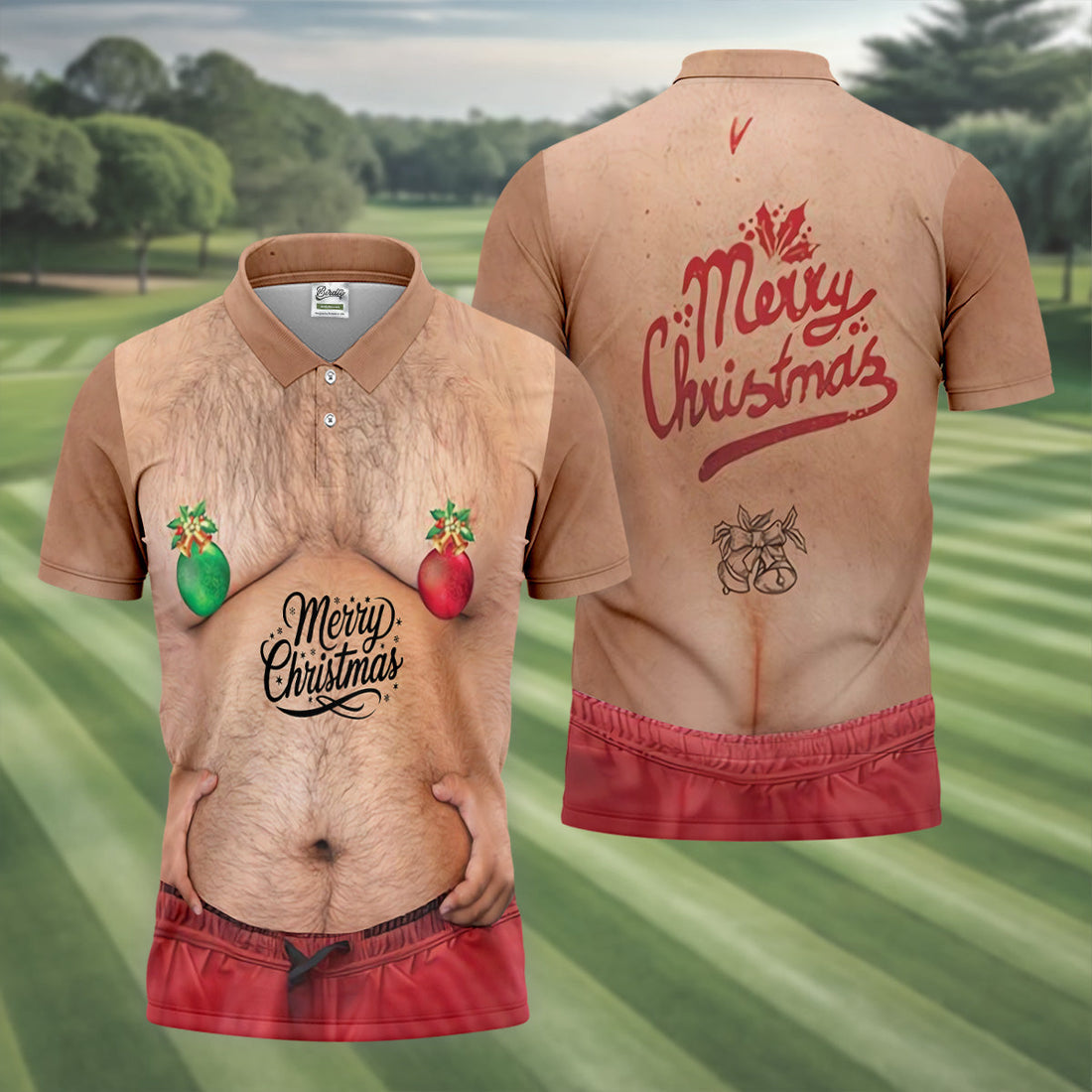 Funny Ugly Hairy Belly Golf Tops For Men, Christmas Golf Shirt, Polo ShirtFor Men, Golf Shirts For Men