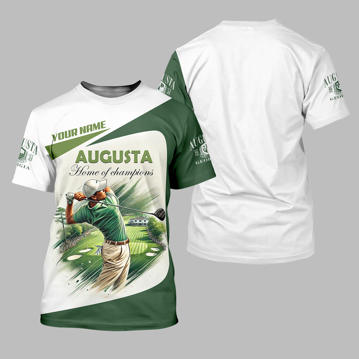 Custom Augusta Golfer Home Of Champions Men's Golf Polo ShirtMens Golf Gift, Mens Golf Shirt