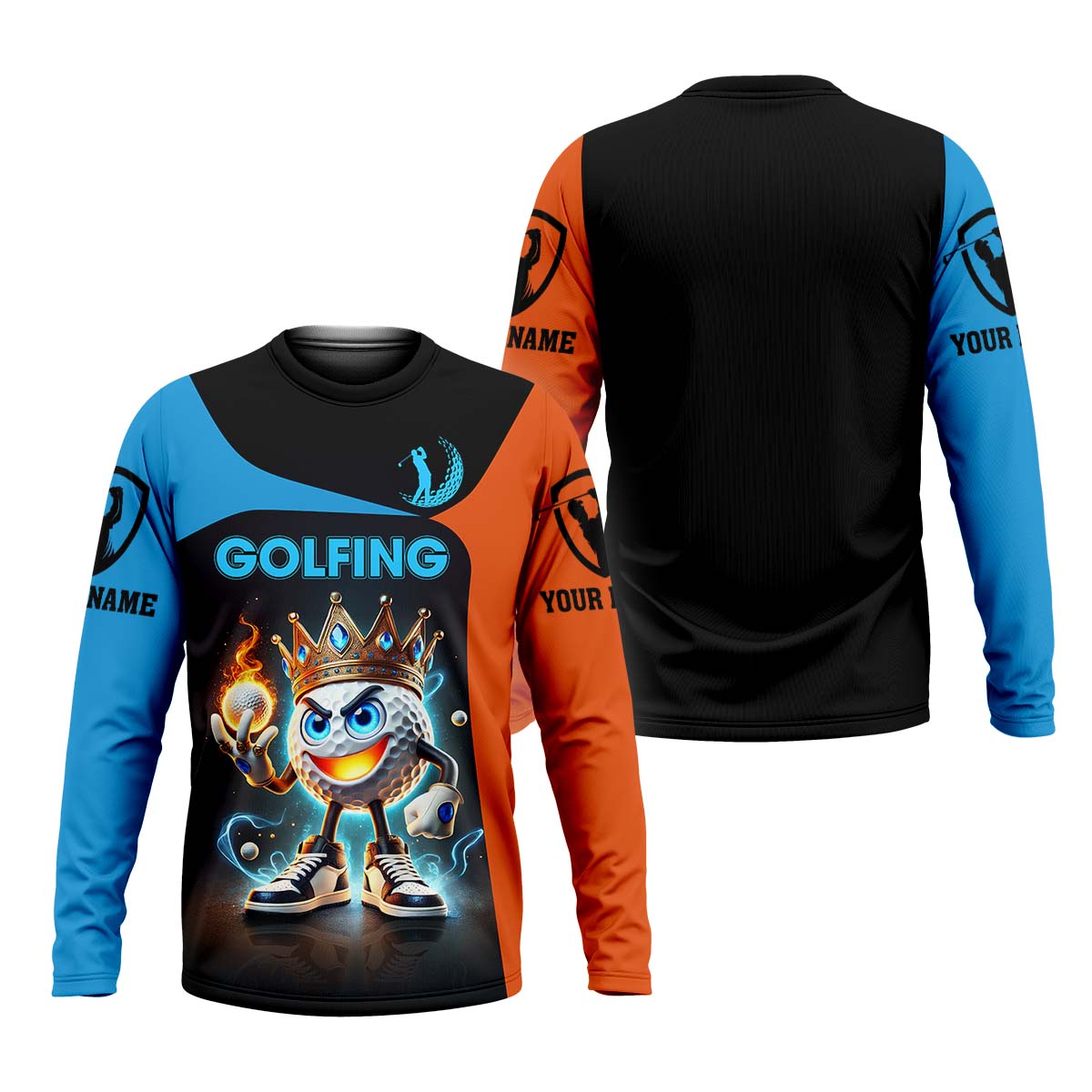 Fire Crown Funny Golf Polo ShirtGolfing Apparel, Golf Gift For Men