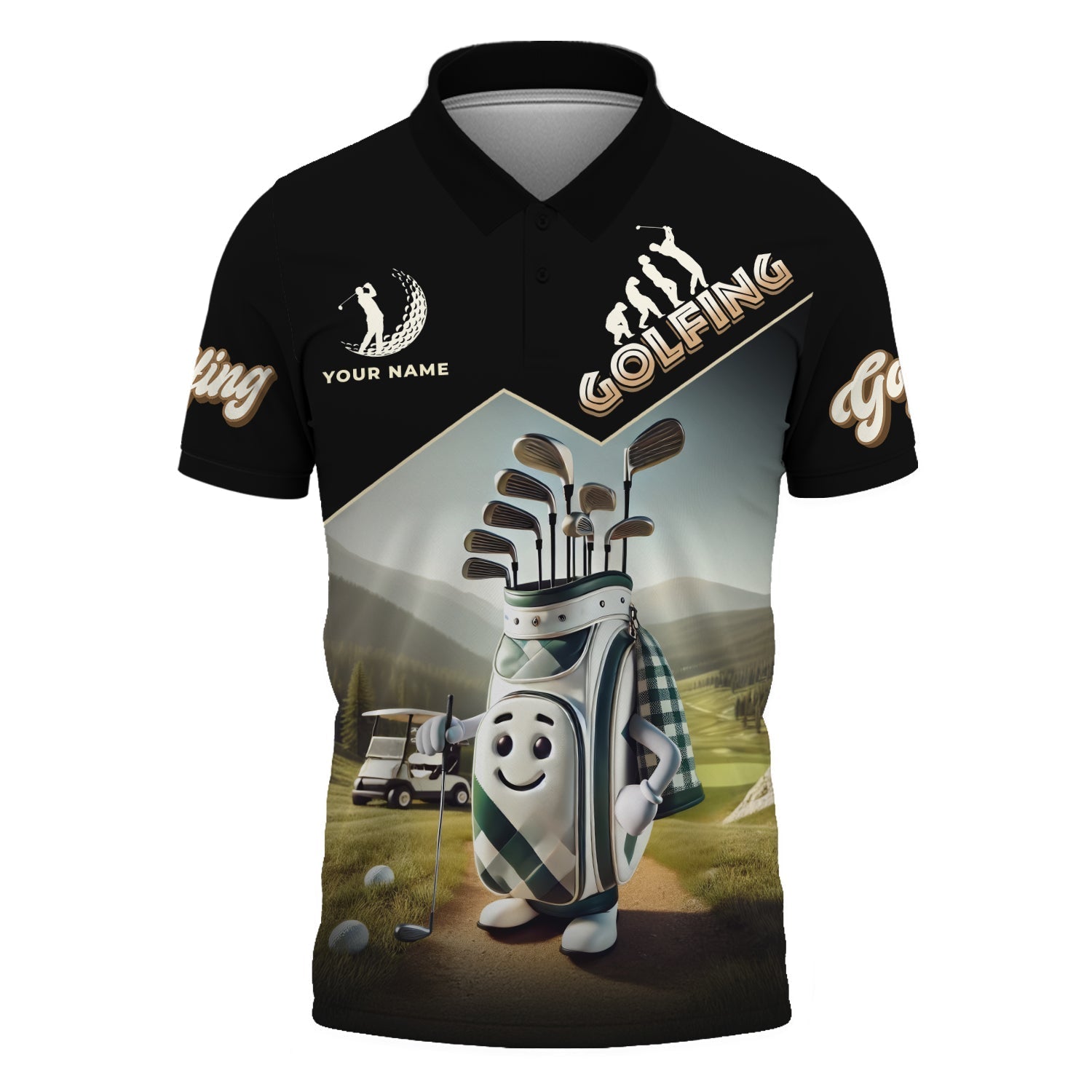Funny Golf Bag Men's Golf Polo ShirtGolfing Apparel, Mens Golf Gift, Funny Golf Shirt
