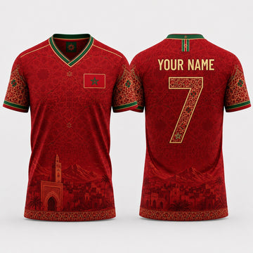Moroccan Fooball Shirt, Moroccan Zellige Tile V-Neck For Men Football Lover, Football Gifts