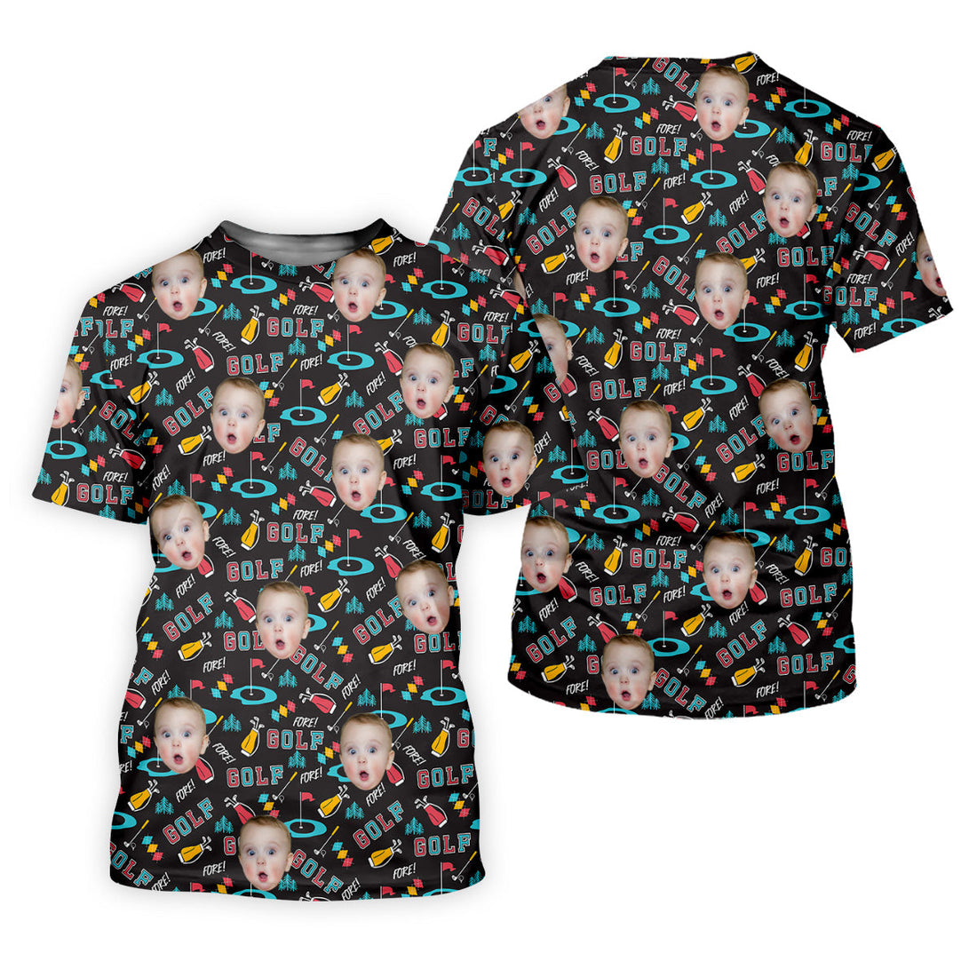 Custom Shirts With Faces, Funny Golf Polo ShirtGifts For The Golfing Dad, Golf Gift For Dad