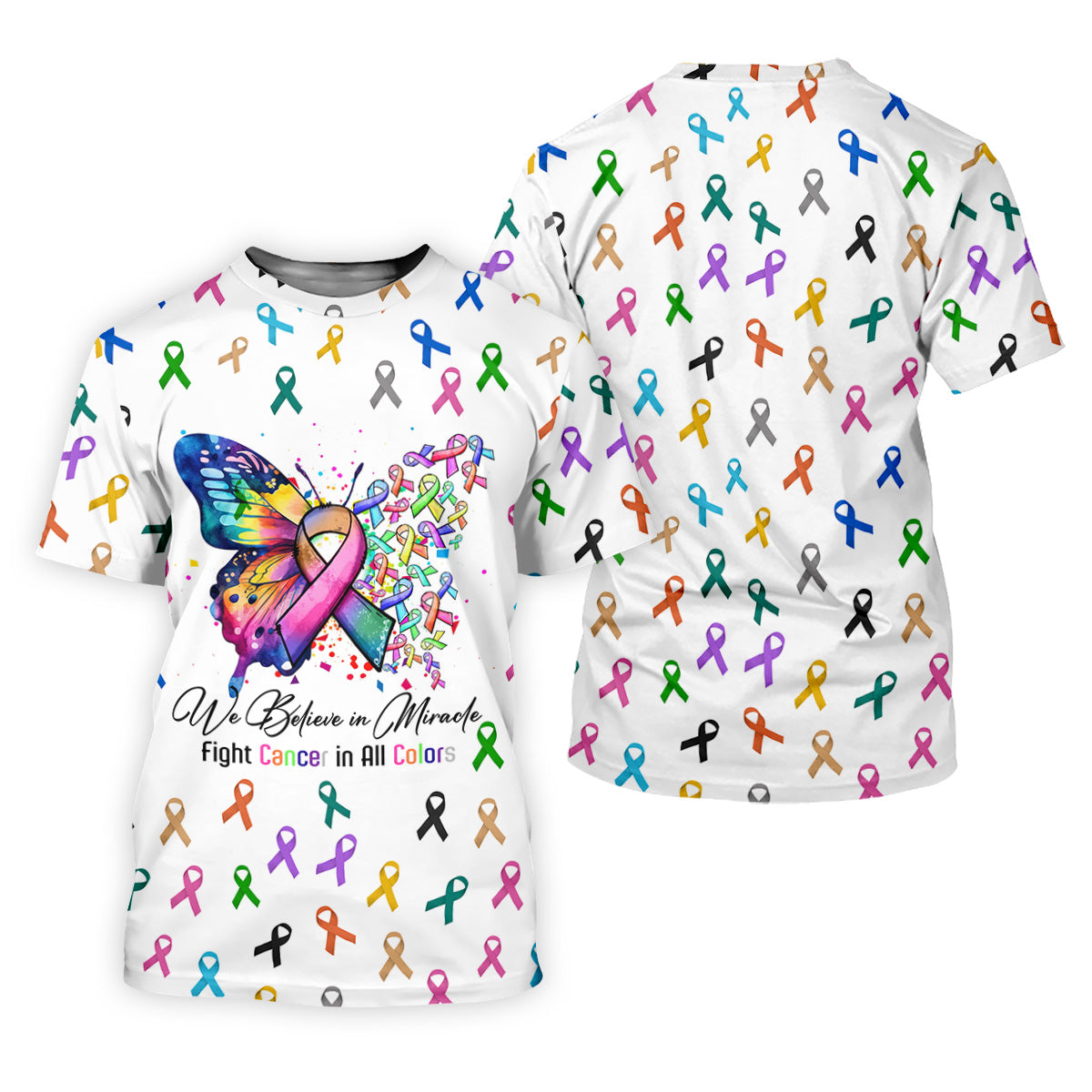Fight Cancer In All Color Women Golf Shirt, Cancer Awareness Shirt, Cancer Fighter Shirt, Golf Gift For Women