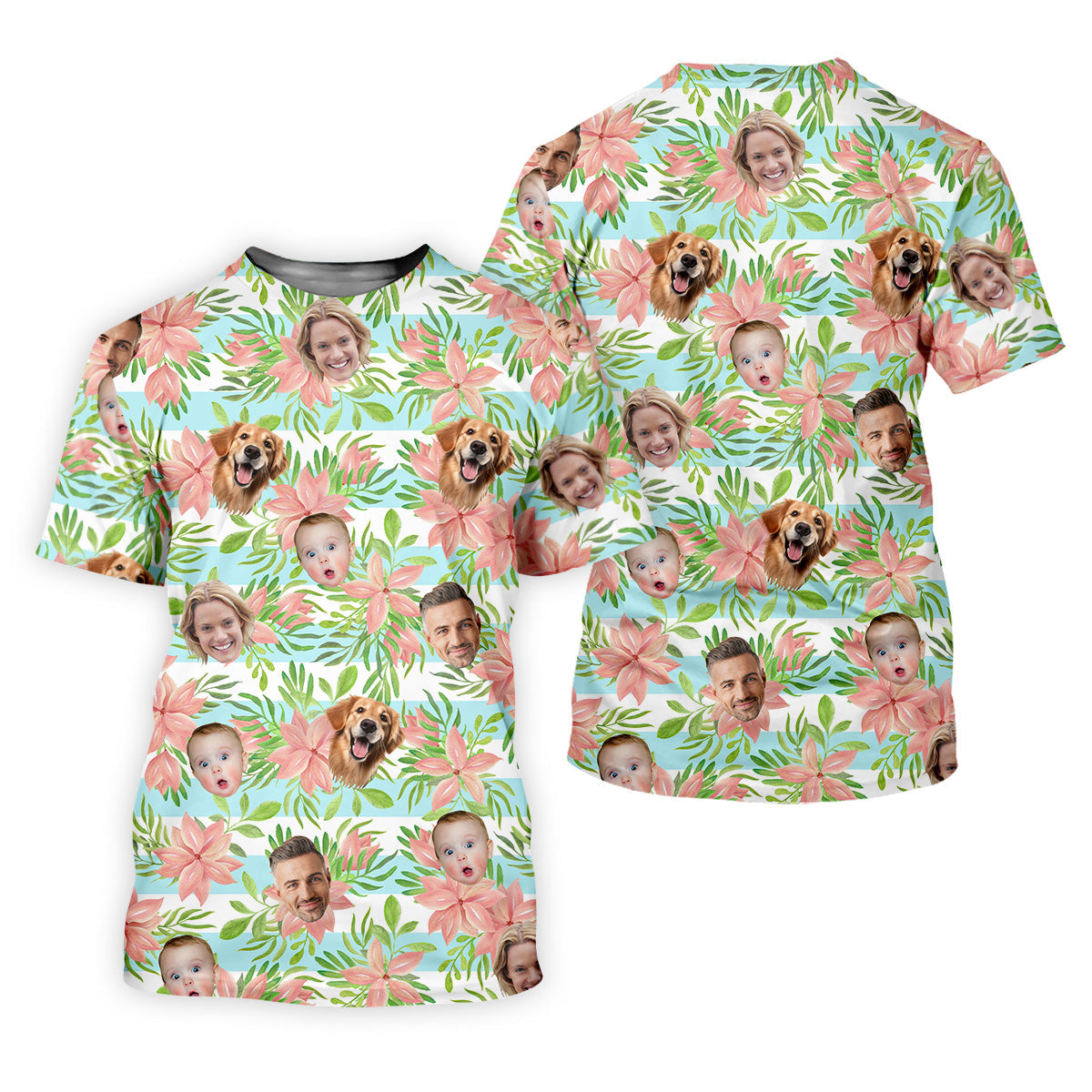 Hawaiian Punch Hibiscus, Pink And Green Shirt, Custom Face Shirt, Women Golf Top, Ladies Golf Polos