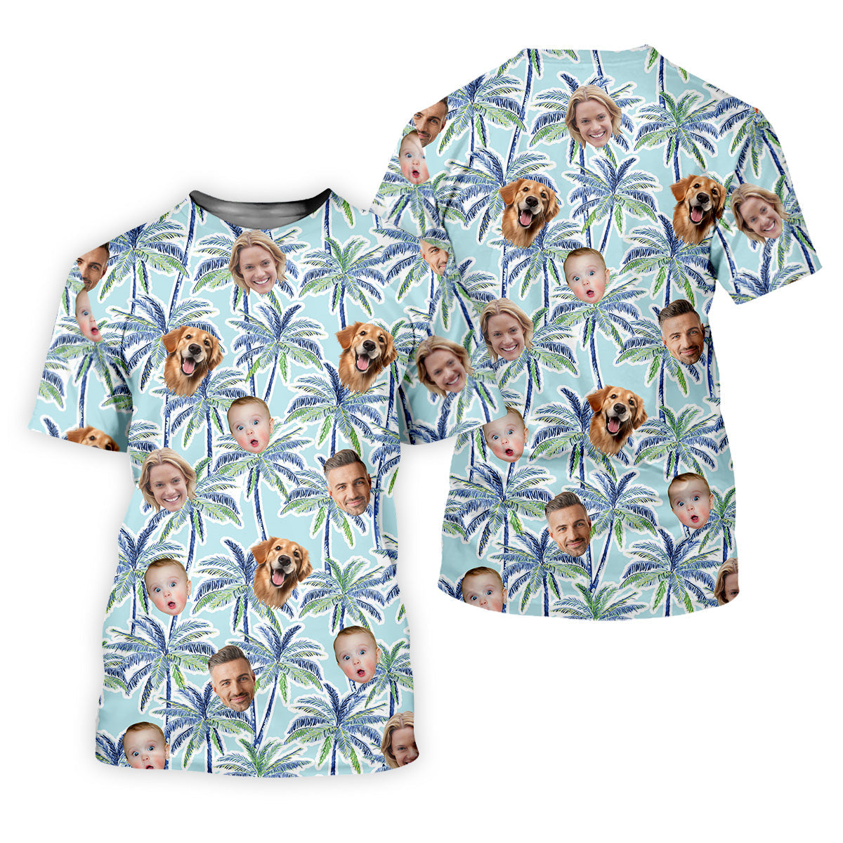 Vintage Aloha Shirts, Ladies Palm Tree Shirt, Custom Hawaiian Shirt Face, Ladies Golf Shirts