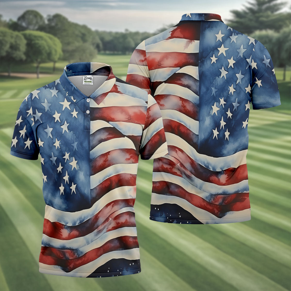 American Flag Golf Shirt, Patriotic Golf Polo Shirt0th Anniversary Polo ShirtFor Men, Golf Shirts For Men
