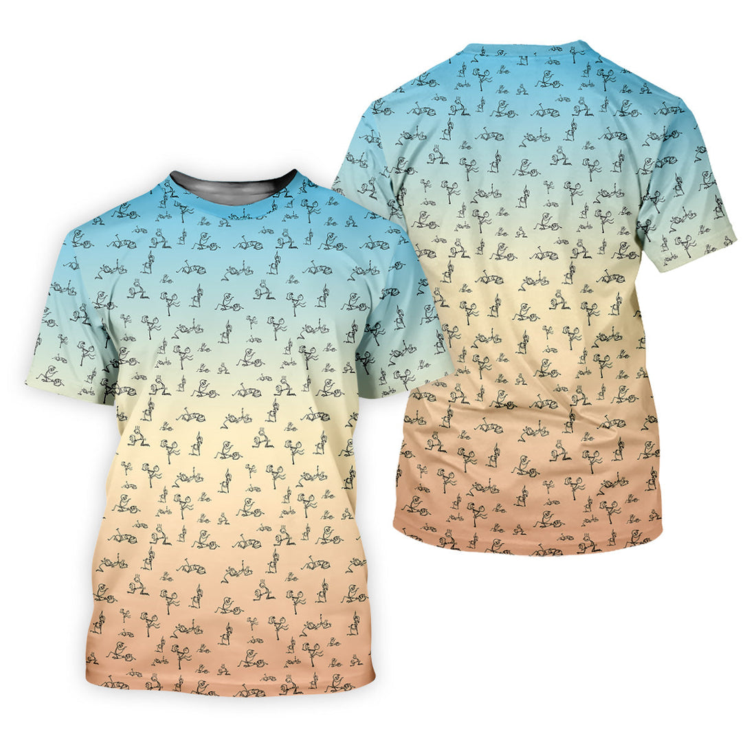 Stickman Couple Blue Orange Fun Womens Golf Shirts, Ladies Sleeveless Tops, Ladies Golf Polos