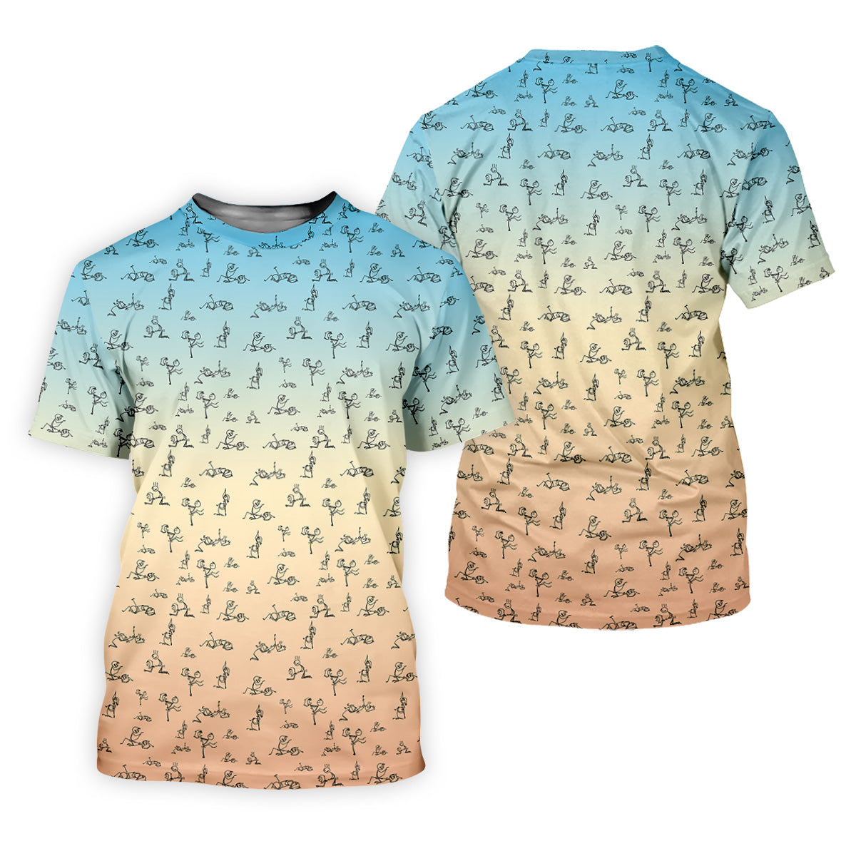 Stickman Couple Blue Orange Fun Womens Golf Shirts, Ladies Sleeveless Tops, Ladies Golf Polos