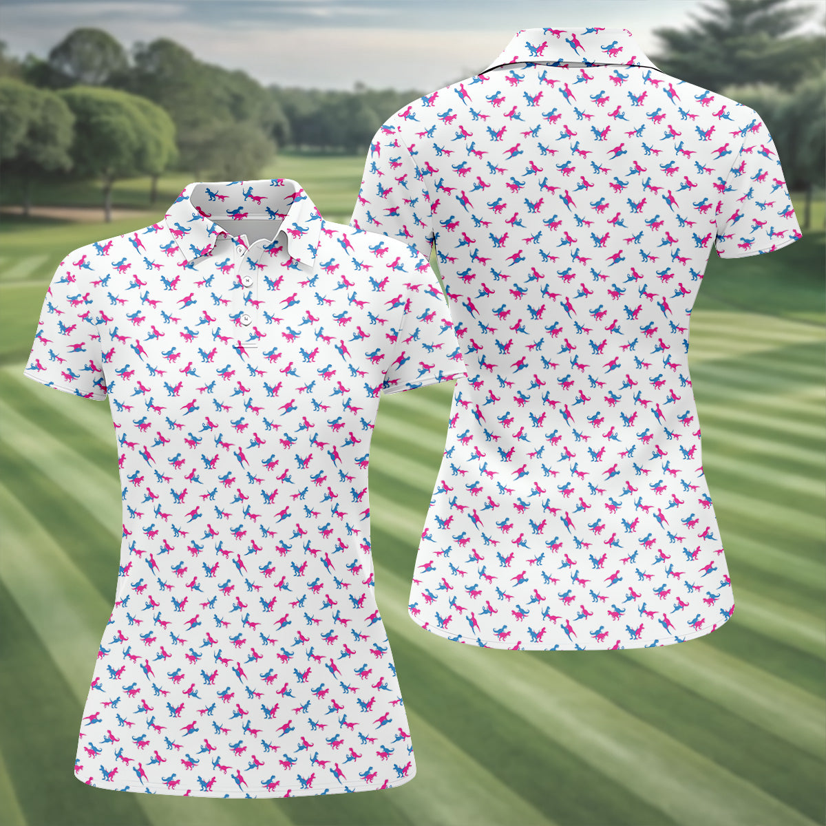 Funny Dinosaur Naughty Position Women's Golf Tops, Valentines Golf Gift, Golf Gift For Ladies