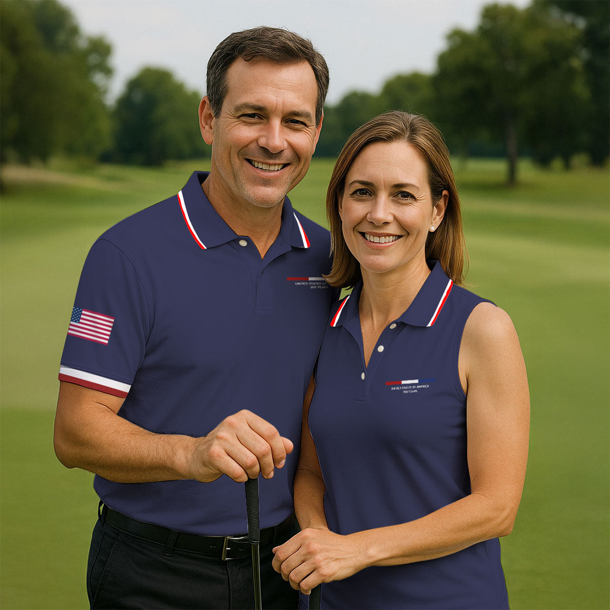 United States Of America 250 Years Navy Golf Shirt, Patriotic Golf Shirt, Golf Shirts For Men