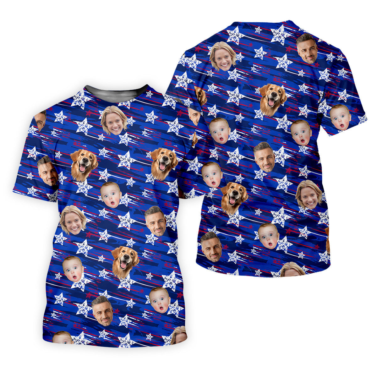 Independence Day Custom Shirts With Faces, Patriotic Golf Shirt, Men's Golf Polo ShirtUSA Golf Shirt