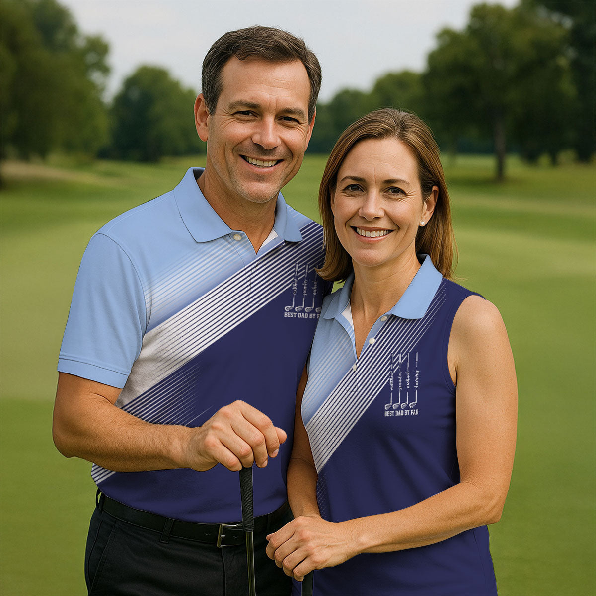 Best Dad By Par Diagonal Striped Father's Day Golf Shirt, Golf Gift For Dad, Polo Shirtor Men