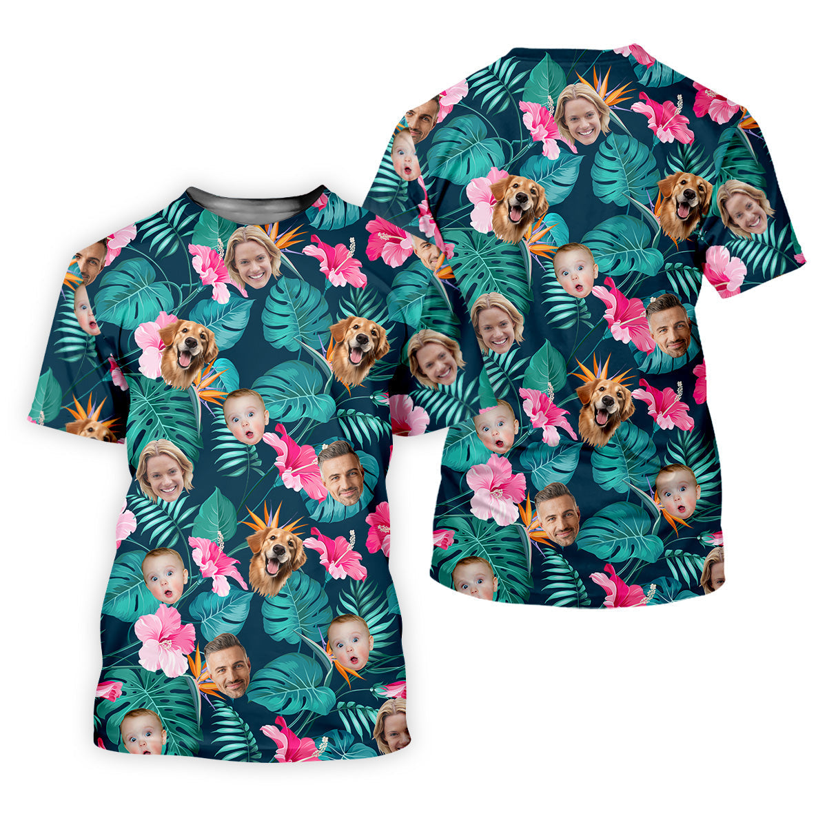 Palm Leaf Pattern, Hibiscus Shirt, Green Hawaiian Shirt, Custom Face Shirt, Women Polo, Ladies Golf Shirts