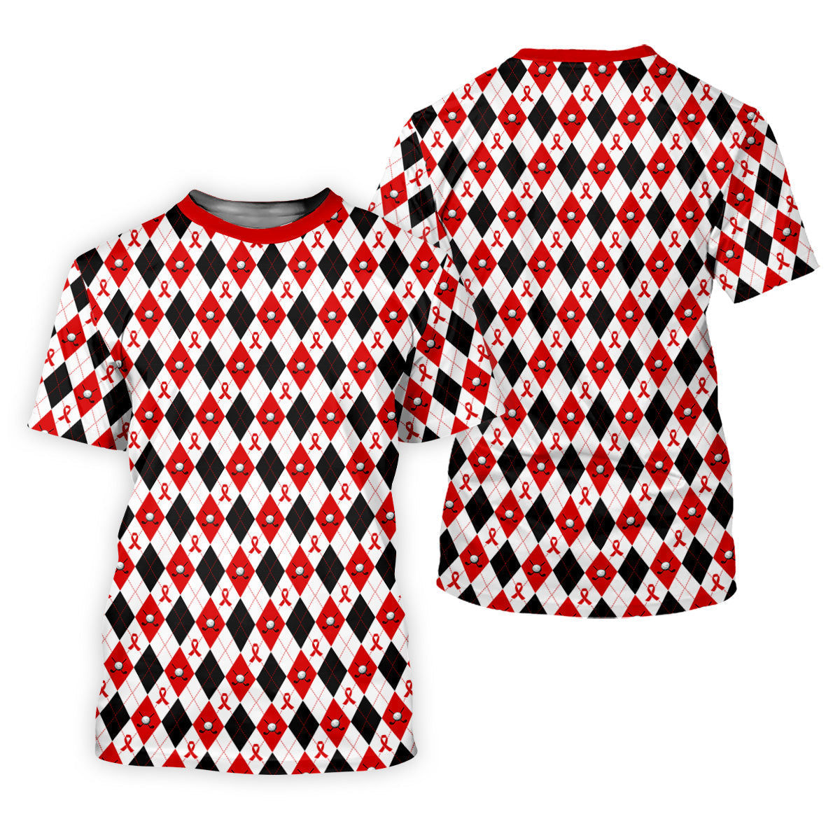 Red Painted Awareness Ribbon Aids Hiv Men's Polo ShirtS Awareness Shirt, Men Golf Shirt, Golf Gift For Men