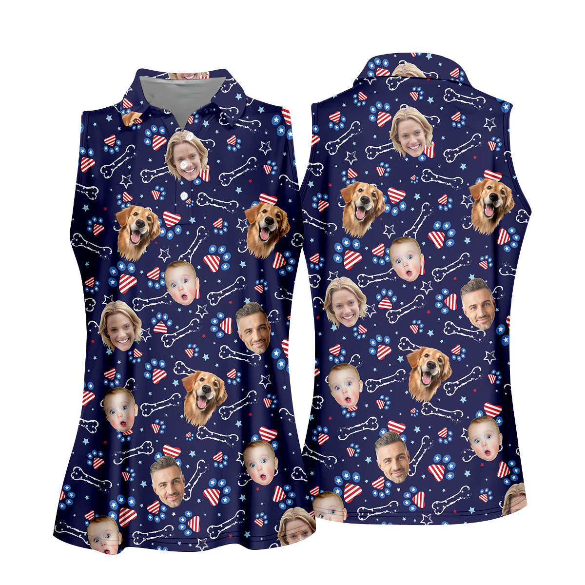 Custom Dog Shirts, Golf Tops For Women, Custom Face Shirt, Family Portrait Golf Shirt, Patriotic Golf Polos, Long Sleeve Golf Shirts