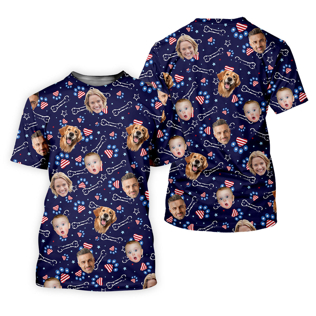 USA Custom Shirts With Faces, Men's Golf Polo ShirtMen's 4th Of July Shirts, USA Golf Shirt