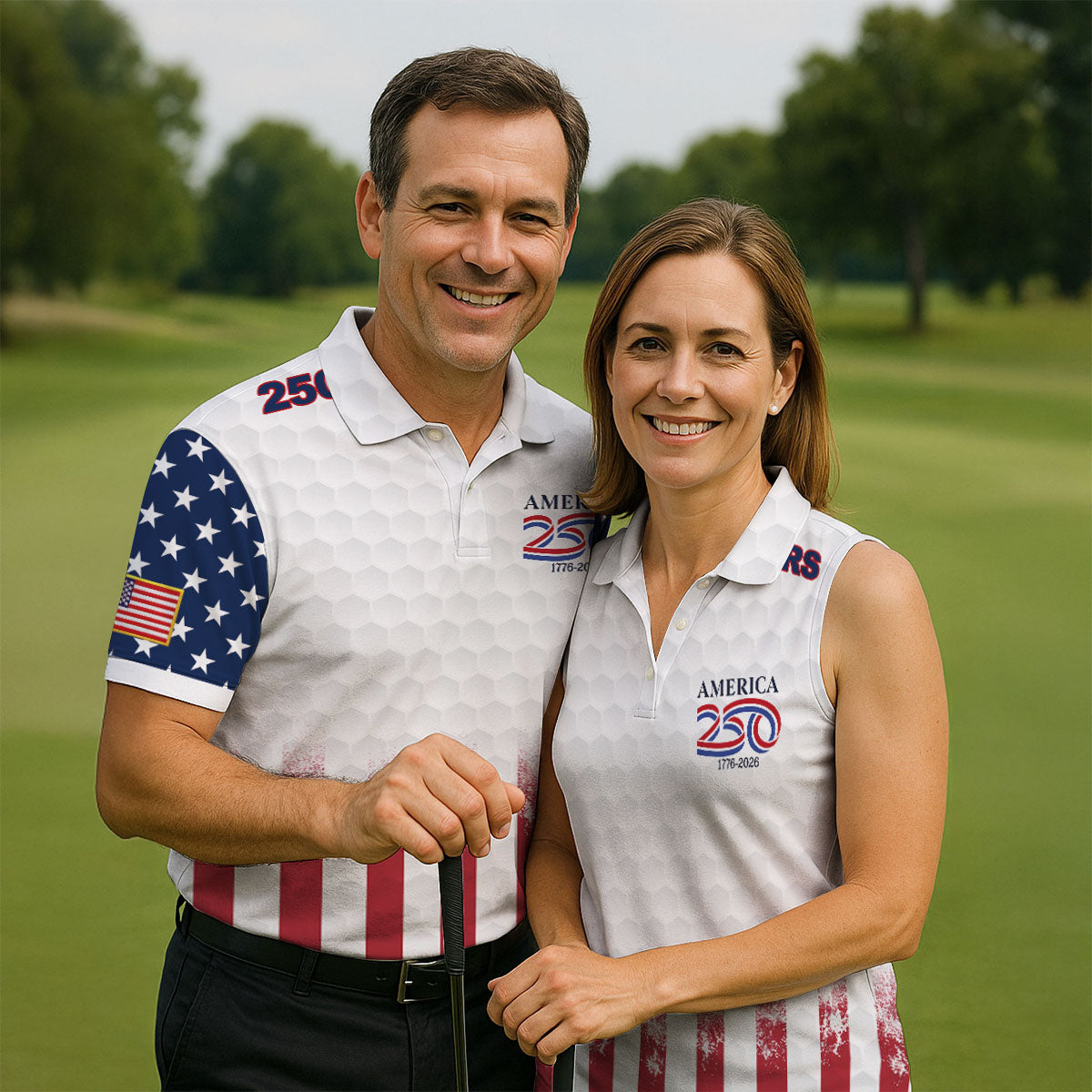 250 Years America Golf Ball Pattern 4th Of July Golf Shirt, Patriotic Golf Shirt, Golf Shirts For Men