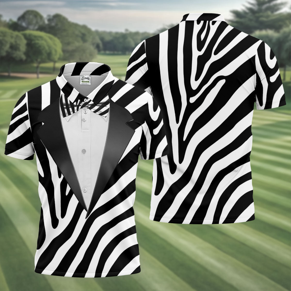 Zebra Pattern Funny Costume Hawaiian Golf Shirt, Polo ShirtFor Men, Golf Shirts For Men