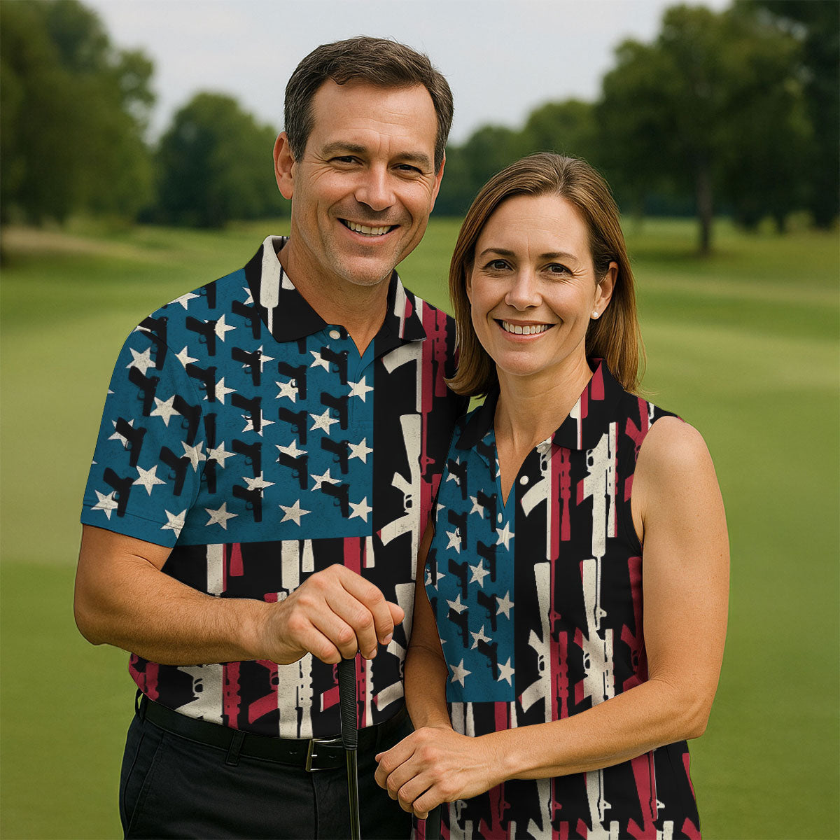 American Flag Pattern Army Theme Patriotic Golf Shirt, 250th Anniversary Golf Shirts For Men, Polo Shirt Men