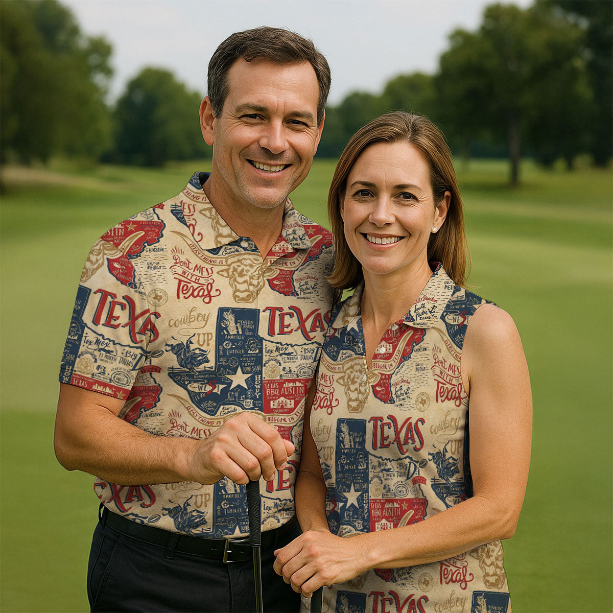 Don't Mess With Texas Western Theme Old West Golf Tops For Men, Polo Shirt Men, Golf Shirts For Men
