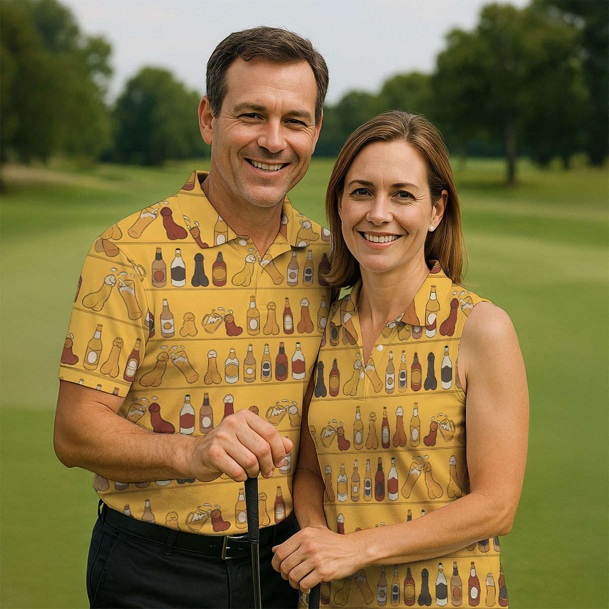 Funny Adult Party Bottle Pattern Golf Shirt, Polo Shirts For Men, Mens Golf Apparel