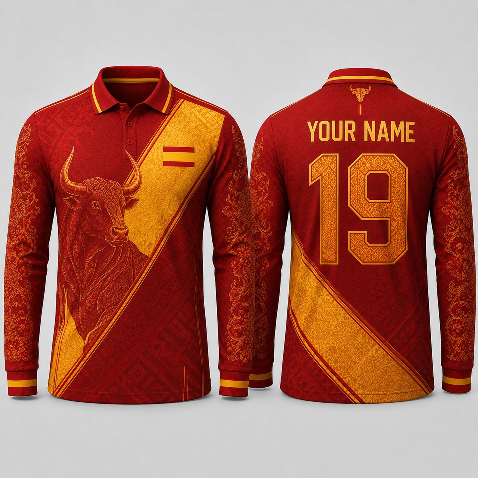 Spanish Bull Fooball Shirt, Spain Football Team V-NeckMen, Soccer Fan Football Gifts