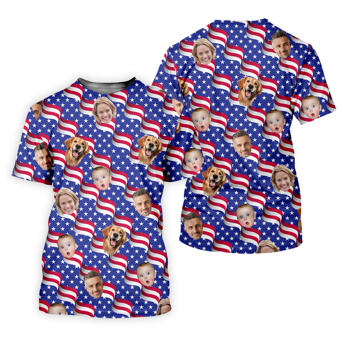 Funny 4th Of July Personalized Face Shirts, Men's Golf Polo ShirtPatriotic Golf Polo ShirtDad Golf Gift
