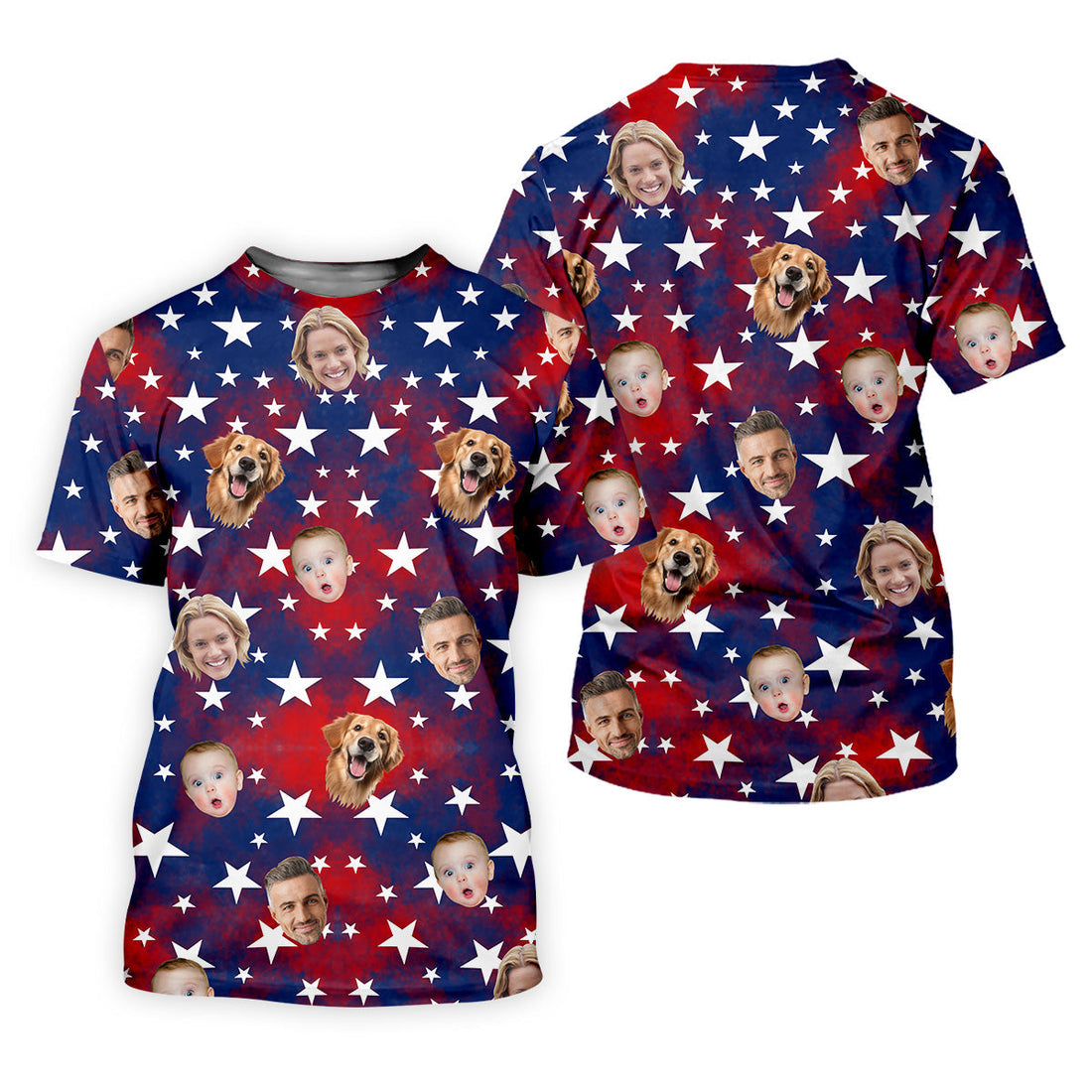 American Flag Personalized Face Shirts, Men's Golf Polo ShirtPatriotic Golf Polo Shirt4th Of July Shirt, Dad Golf Gift