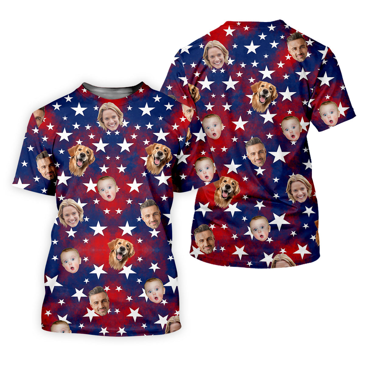 American Flag Personalized Face Shirts, Men's Golf Polo ShirtPatriotic Golf Polo Shirt4th Of July Shirt, Dad Golf Gift