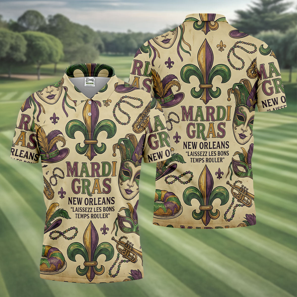Mardi Gras New Orleans Fleur De Lis Carnival Hat Men's Golf Polo Shirtlf Shirts For Men