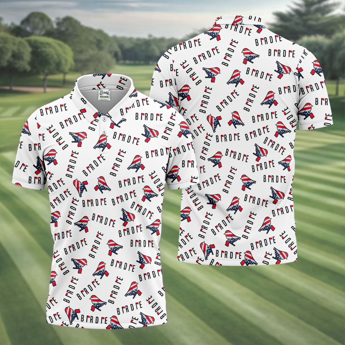 American Flag Pattern Patriotic 4th Of July Golf Tops For Men, 250th Anniversary Golf Shirts For Men