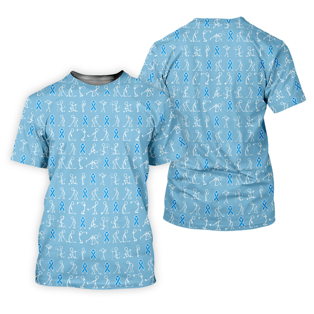 Funny Stick Figure Women Golf Shirt, Prostate Cancer Awareness Shirt, Blue Golf Shirt, Ladies Golf Shirt