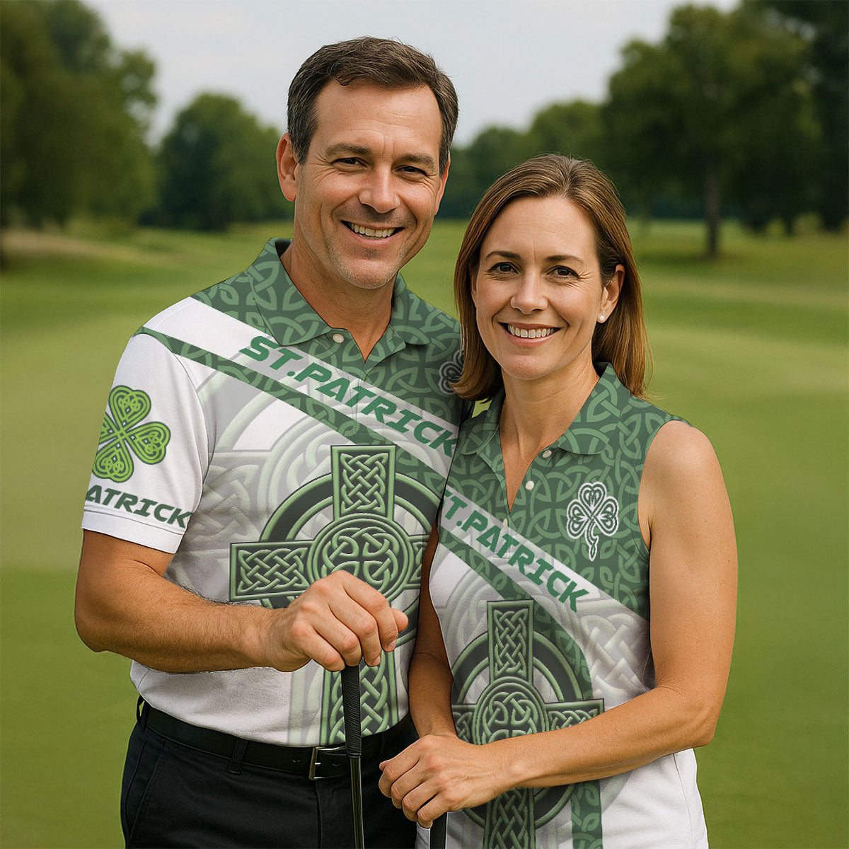 St Patrick's Day Celtic Knotwork Pattern Shamrock Golf Shirt, Polo ShirtFor Men, Golf Shirts For Men