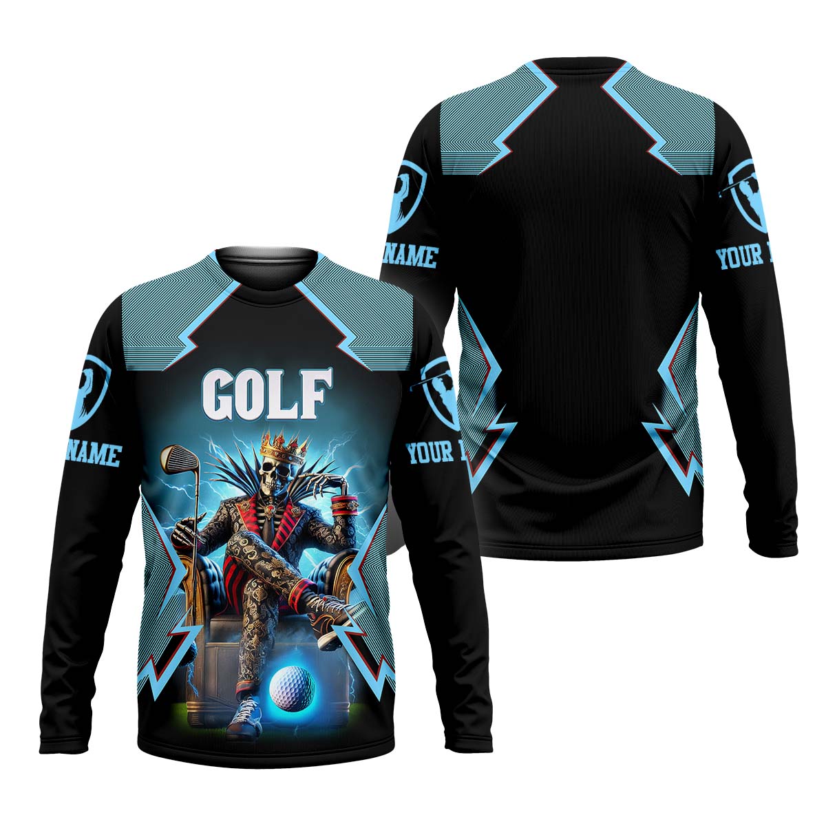 Skeleton King Custom Men's Golf Polo ShirtGolfing Apparel, Gift For Golfers